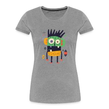 Buntes verrücktes Monster - Frauen Premium Bio T-Shirt - Grau meliert - Vorne - Mia (176cm)