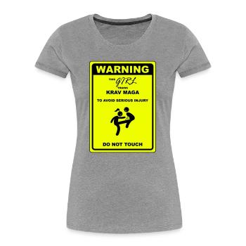 Warnung! Dieses Mädchen macht Krav Maga - Frauen Premium Bio T-Shirt - Grau meliert - Vorne - Mia (176cm)