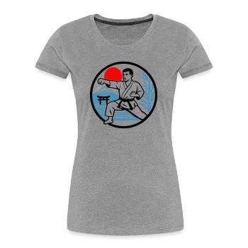 Karate Nature - Women's Premium Organic T-Shirt - heather grey - Front - Mia (176cm)