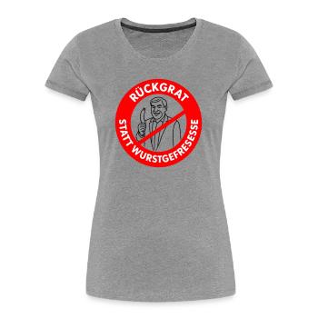 Colonne vertébrale au lieu de manger des saucisses ! COULEURS SOUHAITÉES Bande dessinée - T-shirt bio Premium Femme - gris chiné - Devant - Mia (176cm)