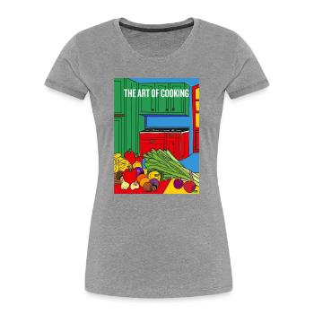 The Art Of Cooking Illustration - Women's Premium Organic T-Shirt - heather grey - Front - Mia (176cm)
