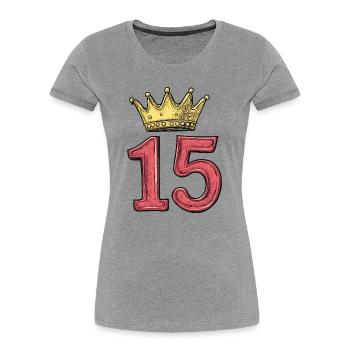 15 Zahl Krone - Frauen Premium Bio T-Shirt - Grau meliert - Vorne - Mia (176cm)