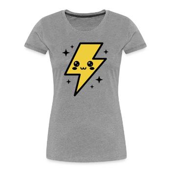 Kawaii Blitz mit ausdrucksstarkem Gesicht - Frauen Premium Bio T-Shirt - Grau meliert - Vorne - Mia (176cm)