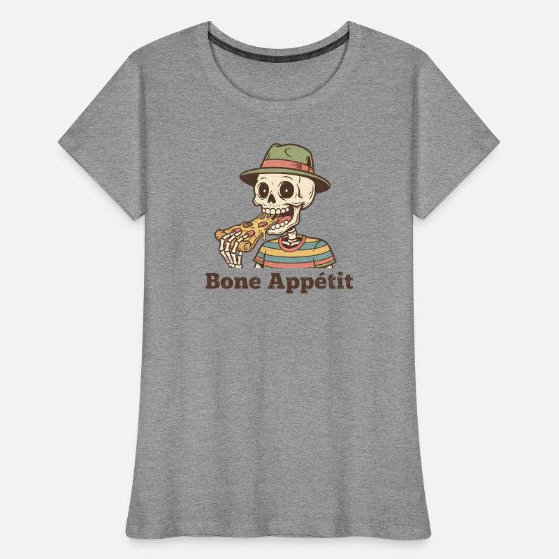 Bone Appétit Skeleton Eats Pizza Women's Premium Organic T-Shirt