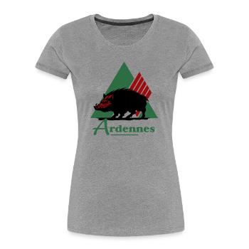 logo emblématique du département des Ardennes - T-shirt bio Premium Femme - gris chiné - Devant - Mia (176cm)