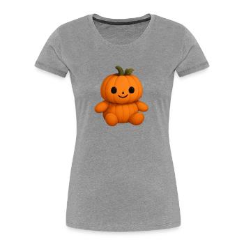 Cute pumpkin teddy bear friendly face - Women's Premium Organic T-Shirt - heather grey - Front - Mia (176cm)