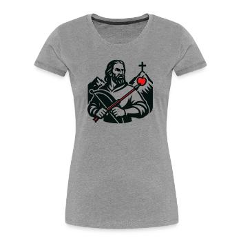 Figure légendaire de la Suisse - T-shirt bio Premium Femme - gris chiné - Devant - Mia (176cm)