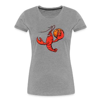Süßer Hummer Schalentier Basketballspieler Cartoon - Frauen Premium Bio T-Shirt - Grau meliert - Vorne - Mia (176cm)