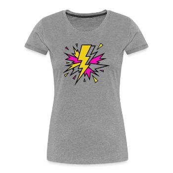 Gelber Strahl Neon-Explosion - Frauen Premium Bio T-Shirt - Grau meliert - Vorne - Mia (176cm)