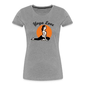 Yoga Love - Frauen Premium Bio T-Shirt - Grau meliert - Vorne - Mia (176cm)