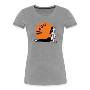 Yoga Love - Frauen Premium Bio T-Shirt - Grau meliert - Vorne - Mia (176cm)