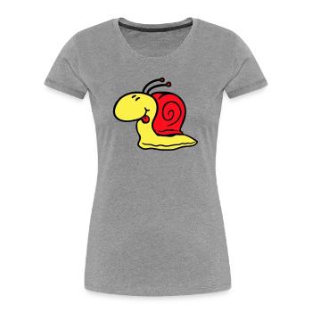 Schnecke frech Zunge rausstrecken schnell klein - Frauen Premium Bio T-Shirt - Grau meliert - Vorne - Mia (176cm)