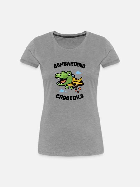 Bombardino Crocodilo - Frauen Premium Bio T-Shirt - Grau meliert