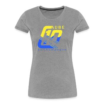 Logo 10 Aube - T-shirt bio Premium Femme - gris chiné - Devant - Mia (176cm)
