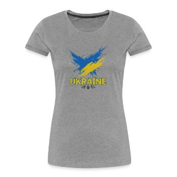 Ukraine Flag Splash Art - Women's Premium Organic T-Shirt - heather grey - Front - Mia (176cm)
