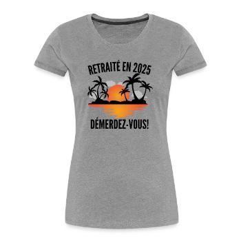 Retired in 2025 T-shirt–! - Women's Premium Organic T-Shirt - heather grey - Front - Mia (176cm)