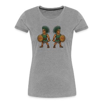 Aztec Double Warrior - Women's Premium Organic T-Shirt - heather grey - Front - Mia (176cm)