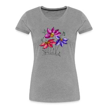 Blumen - Frauen Premium Bio T-Shirt - Grau meliert - Vorne - Mia (176cm)