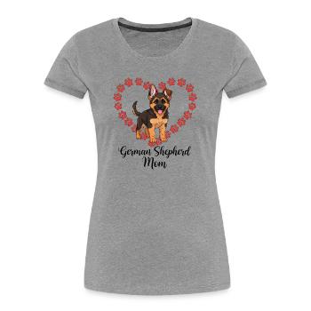 German Shepherd Mama Heart - Women's Premium Organic T-Shirt - heather grey - Front - Mia (176cm)
