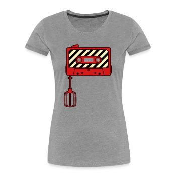 Mixtape vs. Mixer – Design culte de la musique rétro - T-shirt bio Premium Femme - gris chiné - Devant - Mia (176cm)