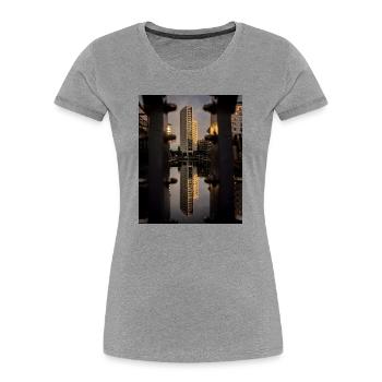 Gefangen zwischen den Schrauben - Frauen Premium Bio T-Shirt - Grau meliert - Vorne - Mia (176cm)
