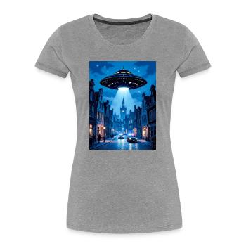 Belgian Wave – UFOs in the sky - Women's Premium Organic T-Shirt - heather grey - Front - Mia (176cm)