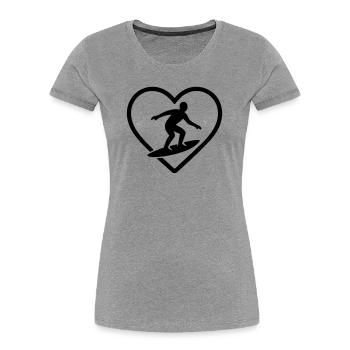 Surfing Heart - Women's Premium Organic T-Shirt - heather grey - Front - Mia (176cm)