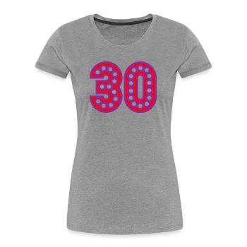 30. 30 YEARS. 30th ANNIVERSARY. 30 YEARS ANNIVERSARY. - Women's Premium Organic T-Shirt - heather grey - Front - Mia (176cm)