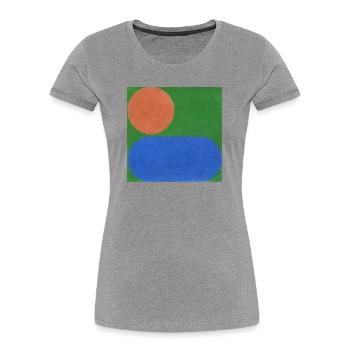 Orange Circle and Blue Rectangle - Women's Premium Organic T-Shirt - heather grey - Front - Mia (176cm)