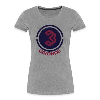 Emblème circulaire Gironde 33 - T-shirt bio Premium Femme - gris chiné - Devant - Mia (176cm)