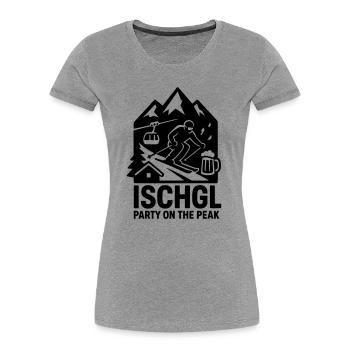 Ischgl : Fête sur le pic - T-shirt bio Premium Femme - gris chiné - Devant - Mia (176cm)