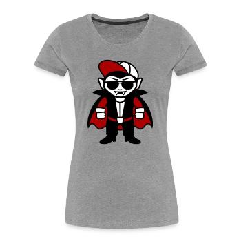 Dessin animé de vampire cool avec lunettes de soleil et casquette - T-shirt bio Premium Femme - gris chiné - Devant - Mia (176cm)