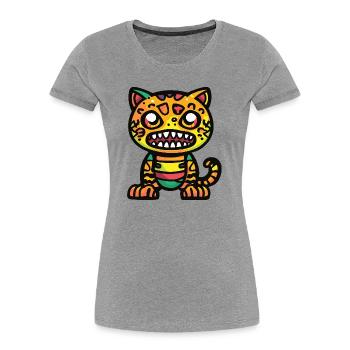 Leopard Halloween Zombie - Women's Premium Organic T-Shirt - heather grey - Front - Mia (176cm)