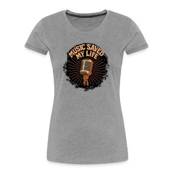 T-shirt de musique rétro vintage - T-shirt bio Premium Femme - gris chiné - Devant - Mia (176cm)