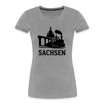 sachsen dresden erzgebirge bundesland - Frauen Premium Bio T-Shirt - Grau meliert - Vorne - Mia (176cm)
