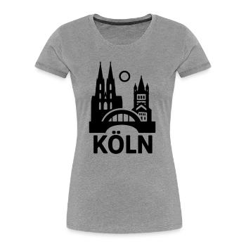 Köln Silhouette - Frauen Premium Bio T-Shirt - Grau meliert - Vorne - Mia (176cm)