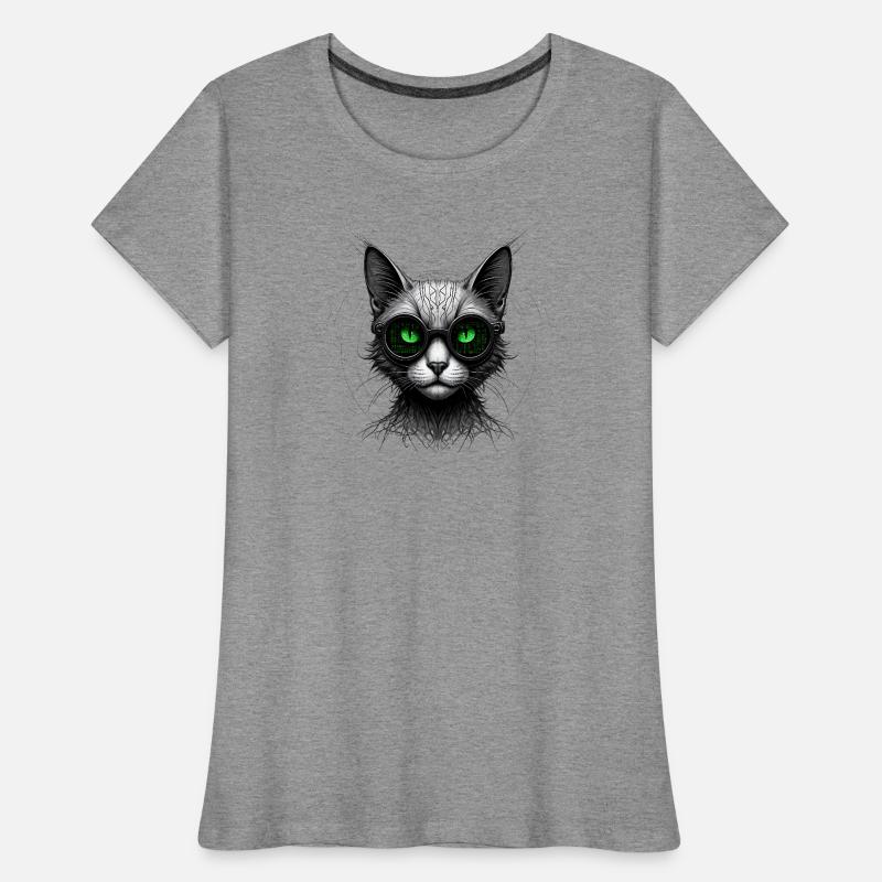 Green Eyes Computer Coder Geek Cat Women's Premium Organic T-Shirt