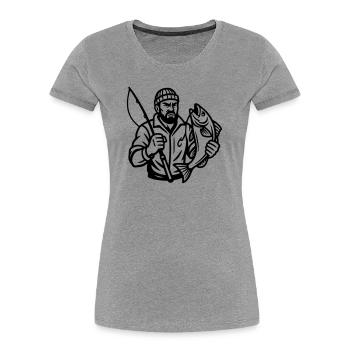 Angler - Frauen Premium Bio T-Shirt - Grau meliert - Vorne - Mia (176cm)