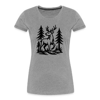 Reh - Frauen Premium Bio T-Shirt - Grau meliert - Vorne - Mia (176cm)