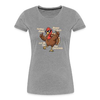 Lass mich den Herbsthumor des Auflaufs sehen - Frauen Premium Bio T-Shirt - Grau meliert - Vorne - Mia (176cm)