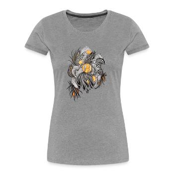 Noir Blossoms Accents d’orange - T-shirt bio Premium Femme - gris chiné - Devant - Mia (176cm)