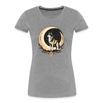 Boho Wolf - Women's Premium Organic T-Shirt - heather grey - Front - Mia (176cm)