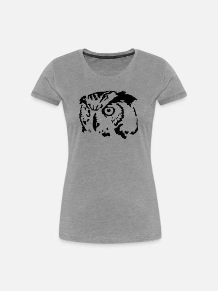 Eule - Frauen Premium Bio T-Shirt - Grau meliert