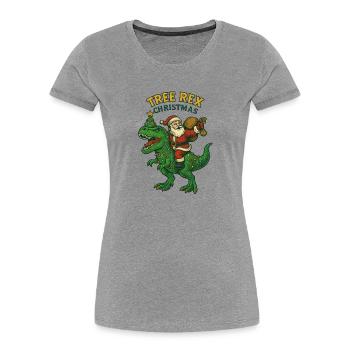 Noël - Tree Rex Christmas - Women's Premium Organic T-Shirt - heather grey - Front - Mia (176cm)