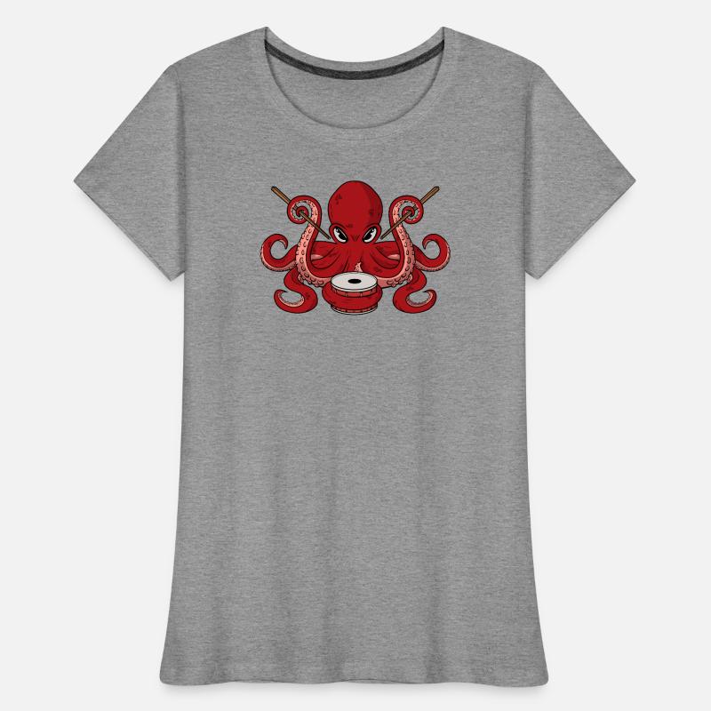 Funny Octopus Drummer Cool Percussion Musician Dad Women's Premium Organic T-Shirt