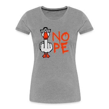 Goose Nope Middle Finger Nerd Geek Horn-Rimmed Glasses Smart - Women's Premium Organic T-Shirt - heather grey - Front - Mia (176cm)