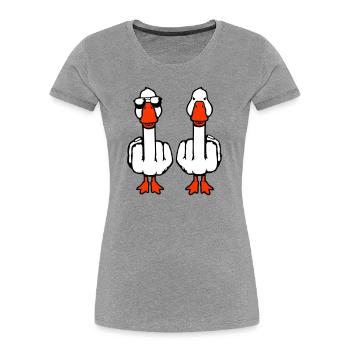 2 Goose Double Middle Finger Geese Friends Team Duo - Women's Premium Organic T-Shirt - heather grey - Front - Mia (176cm)