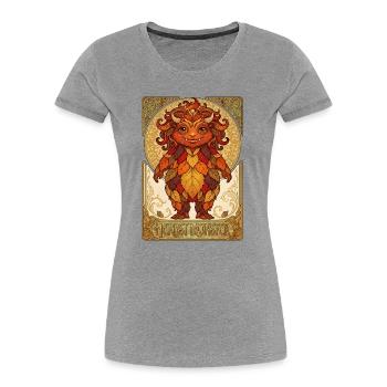 Herbst Monster aus Laub - Frauen Premium Bio T-Shirt - Grau meliert - Vorne - Mia (176cm)