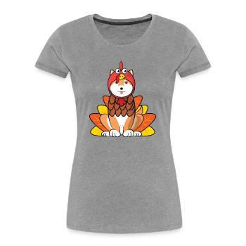 Shiba Inu Thanksgiving Turquie Costume Tenue de chien - T-shirt bio Premium Femme - gris chiné - Devant - Mia (176cm)