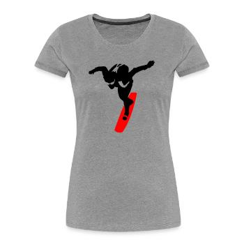 Surfer sur le ciel - T-shirt bio Premium Femme - gris chiné - Devant - Mia (176cm)